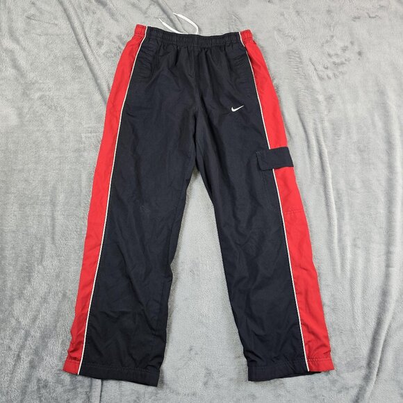 Nike Track Pants Boys XL 18-20 Black Red Stripe Athletic Zip Hem Warm Up - Picture 2 of 14